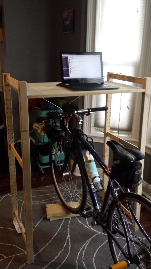 homemade stationary bike stand